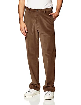 Haggar mensHC00229Stretch Corduroy Expandable Waist Classic Fit Plain Front Casual Pants - Brown - 38W x 30L