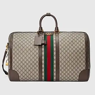 GUCCI Savoy Leather- and Webbing-Trimmed Monogrammed Supreme