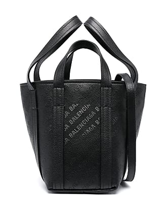 Balenciaga Navy Cabas Leather-trimmed Printed Organic Cotton-canvas Tote - Black - one size