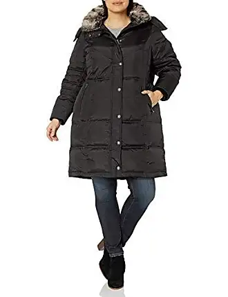 TOWED22 Womens Winter Quilted Jackets Women's Solid Color Loose Cotton Coat  Mid Length Hooded Jacket (Black, One Size)