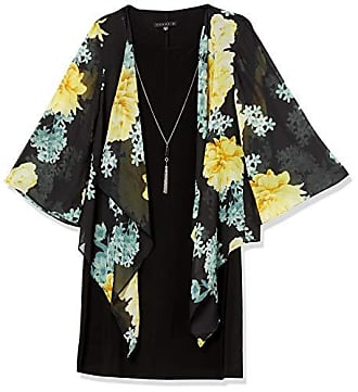 Tiana B. Womens Floral Chiffon Mock Jacket Dress, Black/Multi, 12