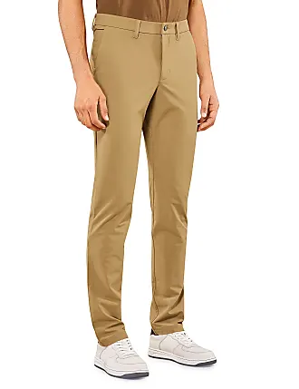 CRZ YOGA Men's Stretch Golf Pants 35'' Slim Fit Work Pants Stretch  Waterproof 5-Pocket Thick Travel Pants
