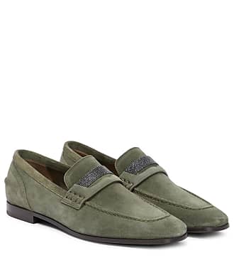 green and gold loafers