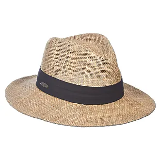 Panama Jack Gambler Straw Hat - Lightweight, 3 Big Brim, Inner Elastic Sweatband, 3-Pleat Ribbon Hat Band (Navy, Small/Medium)