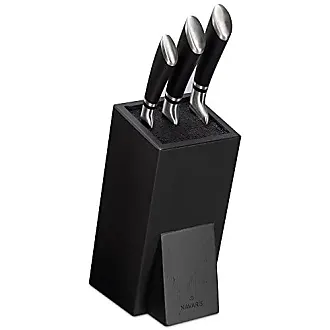  Navaris Rubberwood Magnetic Knife Block - Double Sided
