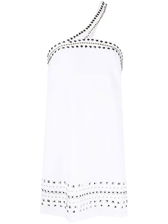 Pinko studded one-shoulder minidress - women - Polyester/Polyester/Spandex/Elastane/Metal/glass - 36 - White