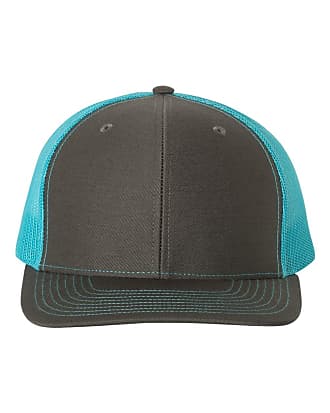 Richardson Richardson 112 Mesh Back Trucker Cap Snapback Hat, Charcoal/Neon Blue, Adjustable