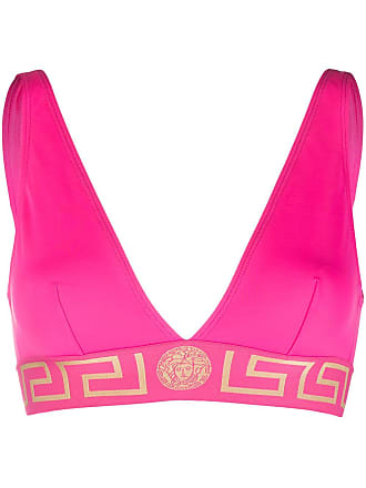 VERSACE Vita twist-front jacquard-trimmed bikini top