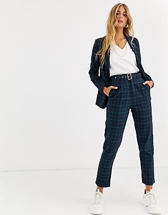 heartbreak slouchy boyfriend blazer in navy and green check