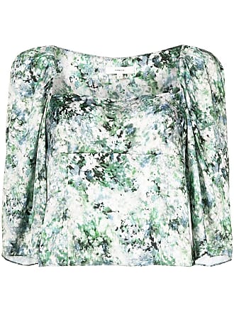 Vince floral-print square-neck blouse - women - Viscose/Sustainable Viscose - 12 - Green