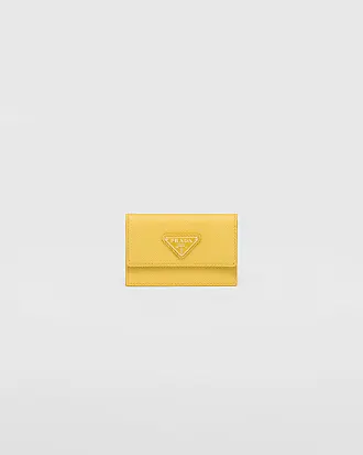 Prada Saffiano Leather Snap Passport Holder in Yellow for Men