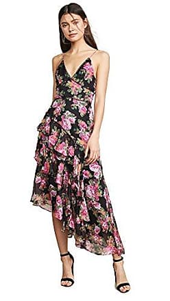 Keepsake the Label The Label Womens Oblivion Sleeveless Asymmetrical Long Midi Dress, Black Rose Floral, xs