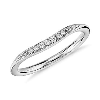 Blue Nile Petite Milgrain Curved Diamond Ring in 14k White Gold