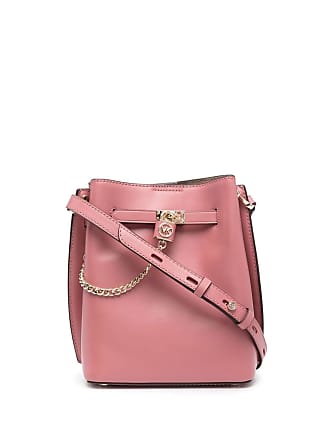 Michael Kors Crystal-Buckle Leather Clutch Bag - Pink