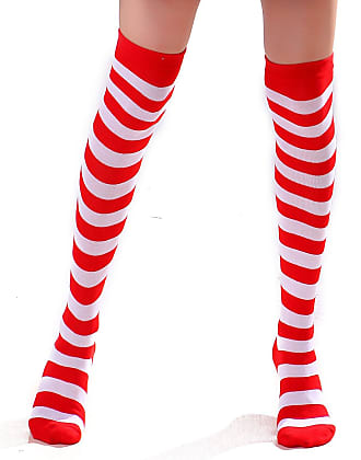 SUNTRADE Womens Extra Long Striped Socks，Over Knee Striped Long Sock Opaque Cute Cosplay 