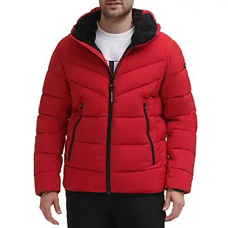 Calvin Klein Men's Lightweight Packable Hooded Puffer Vest, DEEP RED, Large  at  Men's Clothing store