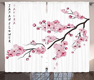 asiatisch Rustikale Gardine Natur Blüten-Baum 