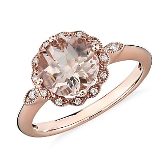 Blue Nile Morganite and Diamond Milgrain Halo Ring in 14k Rose Gold (8mm)