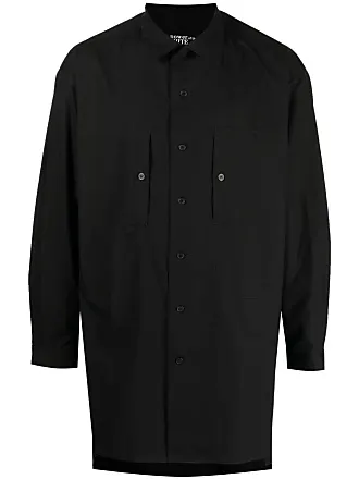 Yohji Yamamoto spread-collar crease-effect coat - Black