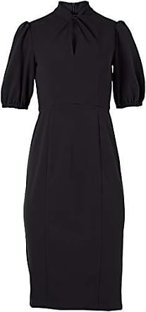 Donna Morgan Womens Short Puff Sleeve Twist Neck Sheath Dress with Keyhole, Black, 10