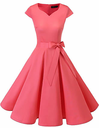 DRESSTELLS Women's 50s Rockabilly Dresses Hepburn Style Cocktail Dresses Vintage Retro Dress Pleated Skirt Knee-Length