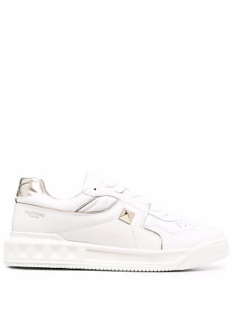 Valentino Garavani One Stud XL Low-top Sneaker in Nappa Leather and Toile Iconographe Fabric Man Beige/Black 40.5