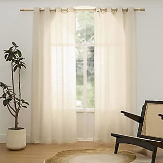 Gardine mit Ösen Vorhang Fenstervorhang Durchscheinend Polyester beige 140x240cm 