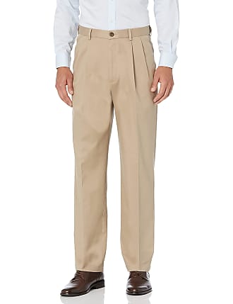 Haggar Mens Work to Weekend PRO Relaxed Fit Pleat Front Pant, Khaki, 34W x 34L