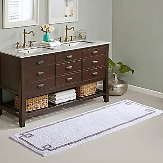 Madison Park Lasso 100% Cotton Chenille Chain Woven Stitch Bathroom Rug -  Non Slip - Absorbent, Quick Dry Bath Mat