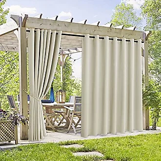 RYB HOME 2 Panels Pergola Curtains Outdoor - Linen Look Waterproof White  Sheer Curtains Half Privacy Outdoor Curtains for Patio Porch Pool Hut Spa,  54