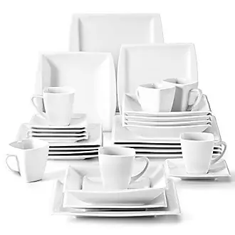 MALACASA, Series Flora, 32-Piece Porcelain Dinnerware Set, Ivory