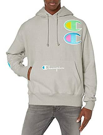 Oxford Gray/Sublimated c Logo Champion LIFE Mens Reverse Weave Pullover Hoodie Large 