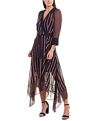Bcbgmaxazria BCBGMax Azria Womens Stripe Asymmetric Wrap Dress, Pacific Blue-Valet, XS