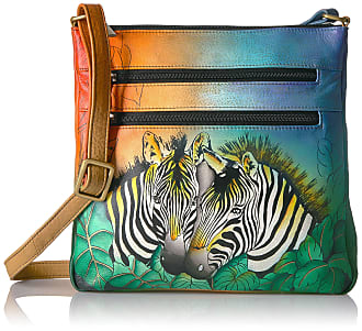 As Is Anuschka Hand-Painted Leather Triple-Compartment Crossbody -  20487226