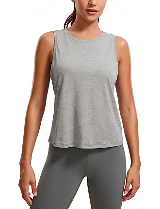  Womens Butterluxe Double Lined Cropped Tank Tops High Neck Racerback  Tanks Sleeveless Casual Workout Crop Top Taupe X-Small