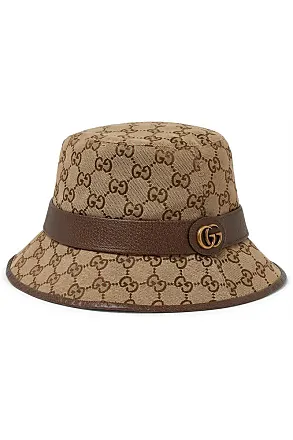 Reversible GG and Horsebit bucket hat in beige and blue