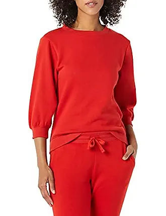 Essentials Women's French Terry Fleece Sleeve Detail Crewneck  Sweatshirt