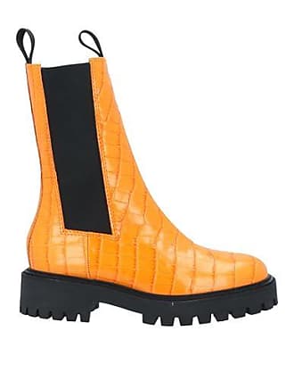 orange leather ankle boots