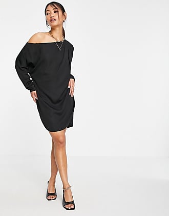 Asos slouchy off shoulder mini shift dress in black