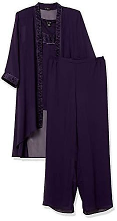 Le Bos Womens Fortuny Trim Long Jacket Pant Set, Eggplant, 16 Plus