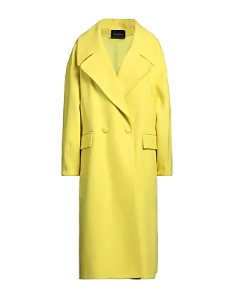 Manteau laine brossée jaune citron