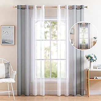 1 Stück Vorhang grau silber gemustert mit Ösen halbtransparent Schlafzimmer Kinderzimmer Wohnzimmer modern Gardine Dekostoff 140x245cm 