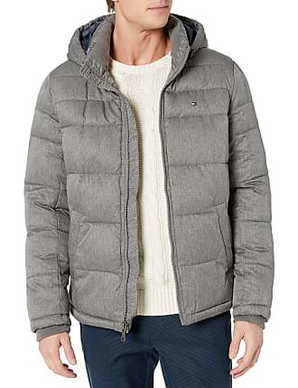 tommy hilfiger men's classic hooded puffer jacket red white blue