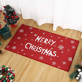 Christmas Doormat Holiday Door Mat Winter Snowflakes Xmas Indoor/Outdoor Welcome  Mat Floor Door Mat for Home Decoration Red Christmas Rug Entryway Front  Porch Farmhouse Decor, 17x29 Inch 