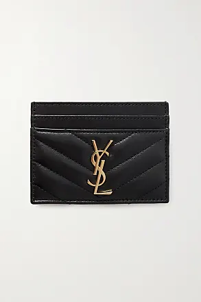 Saint Laurent Monogram Quilted Leather Credit Card Case In Nero