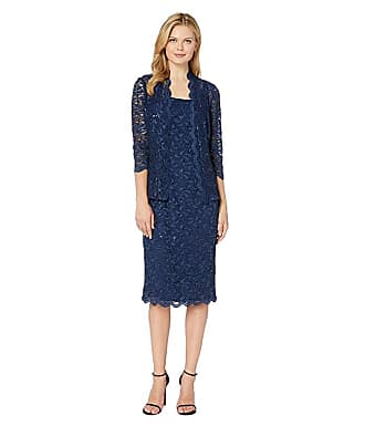 Alex Evenings Tea Length All Over Sequin Lace Jacket Dress