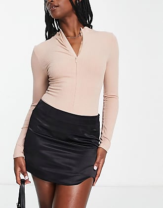 Damen Kleidung Röcke Miniröcke Pull & Bear Miniröcke Pull & Bear Rock lederoptik beschichtet Größe L schwarz 