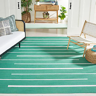 Safavieh Montauk Collection 9 x 12 Dark Green/Ivory MTK311Y Handmade Flatweave Boho Farmhouse Cotton Modern Stripe Living Room Dining Bedroom Area Rug