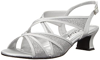 Easy Street Womens Tristen Slingback Sandal Heeled, Silver-Glitter, 6