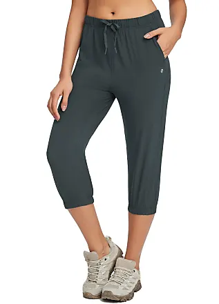 BALEAF Women's Lightweight Capri Jogger Hiking Shorts Running Capri Pants  Quick Dry UPF 50+ Zipper Pockets Blue Large